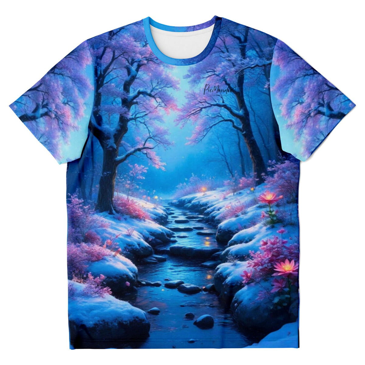 T-Shirt mit verträumtem Winterwald-Motiv wie bei Malen nach Zahlen oder Diamond Painting Fluss der Träume
