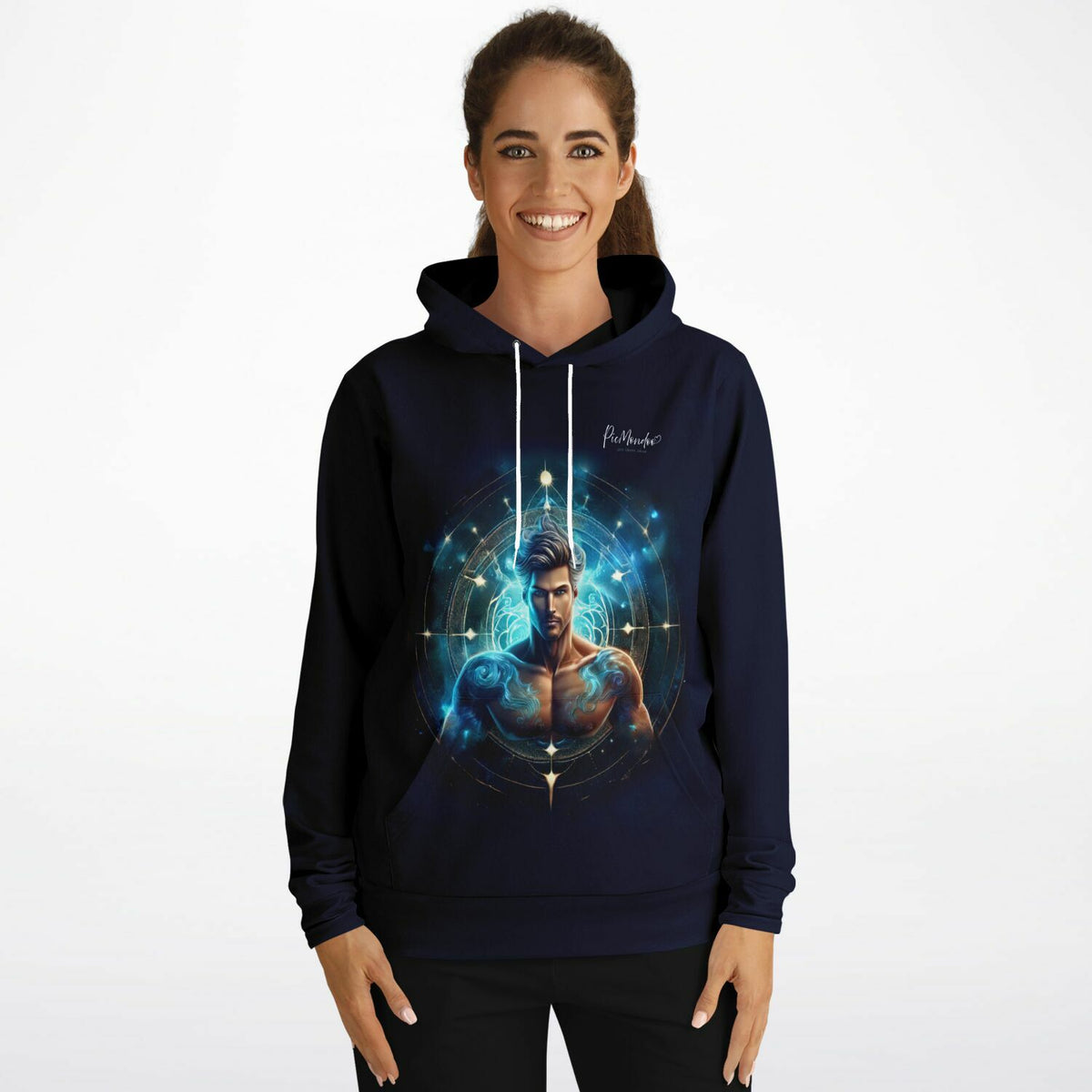 Dunkelblauer Hoodie mit Wassermann Sternzeichen Motiv, ideal für Fans von Diamond Painting und kreativen Lifestyle-Artikeln