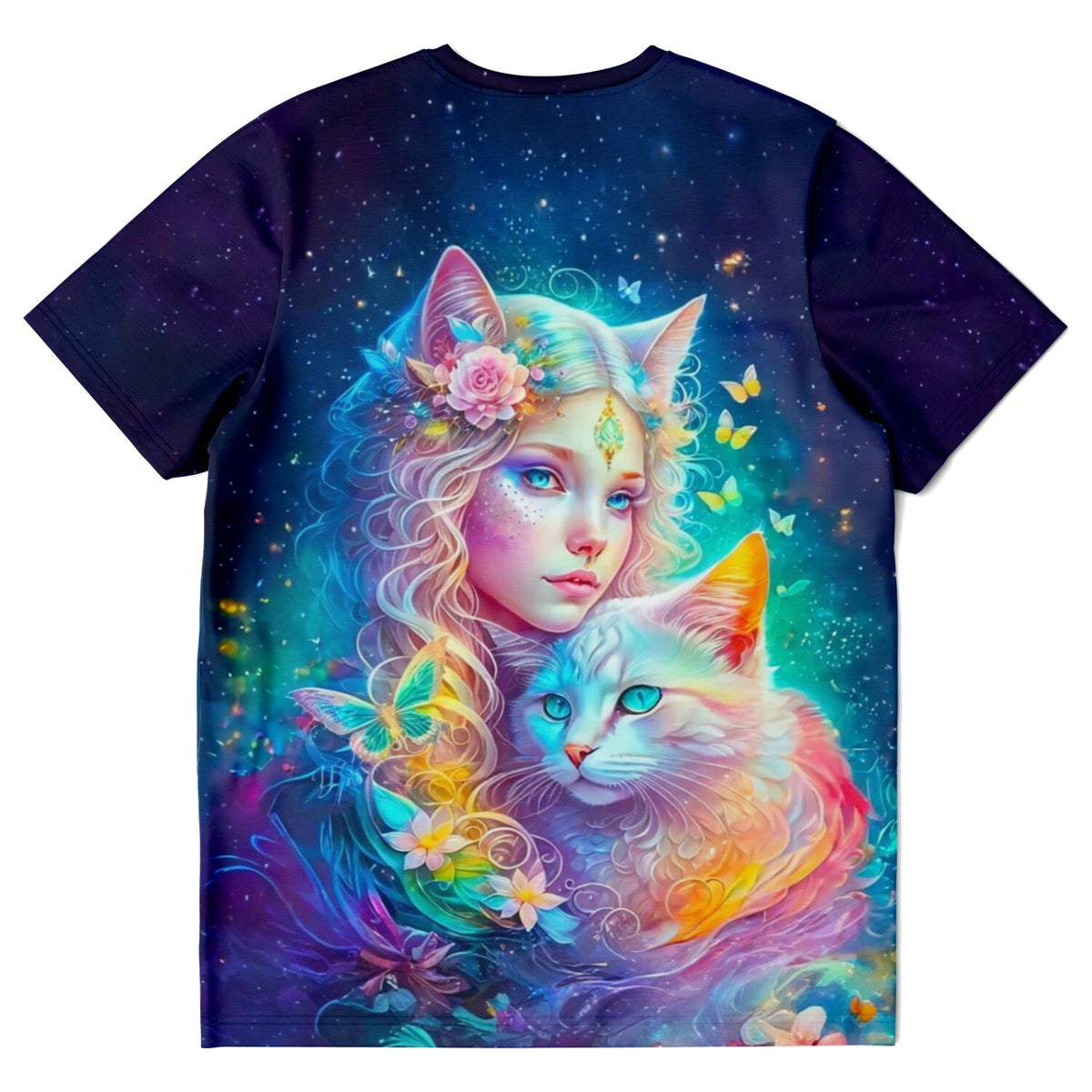T-Shirt mit Katzenelfe Motiv, ideal für Fans von Malen nach Zahlen und Diamond Painting, buntes Fantasy-Design