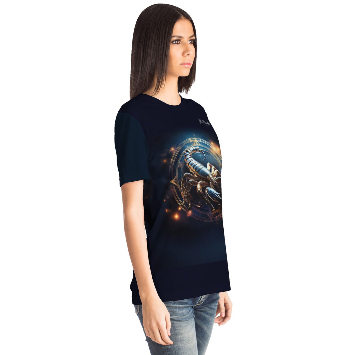 Schwarzes Dreamer T-Shirt mit Sternzeichen Skorpion Motiv als hochwertige Fan-Edition im picmundoo.comsign