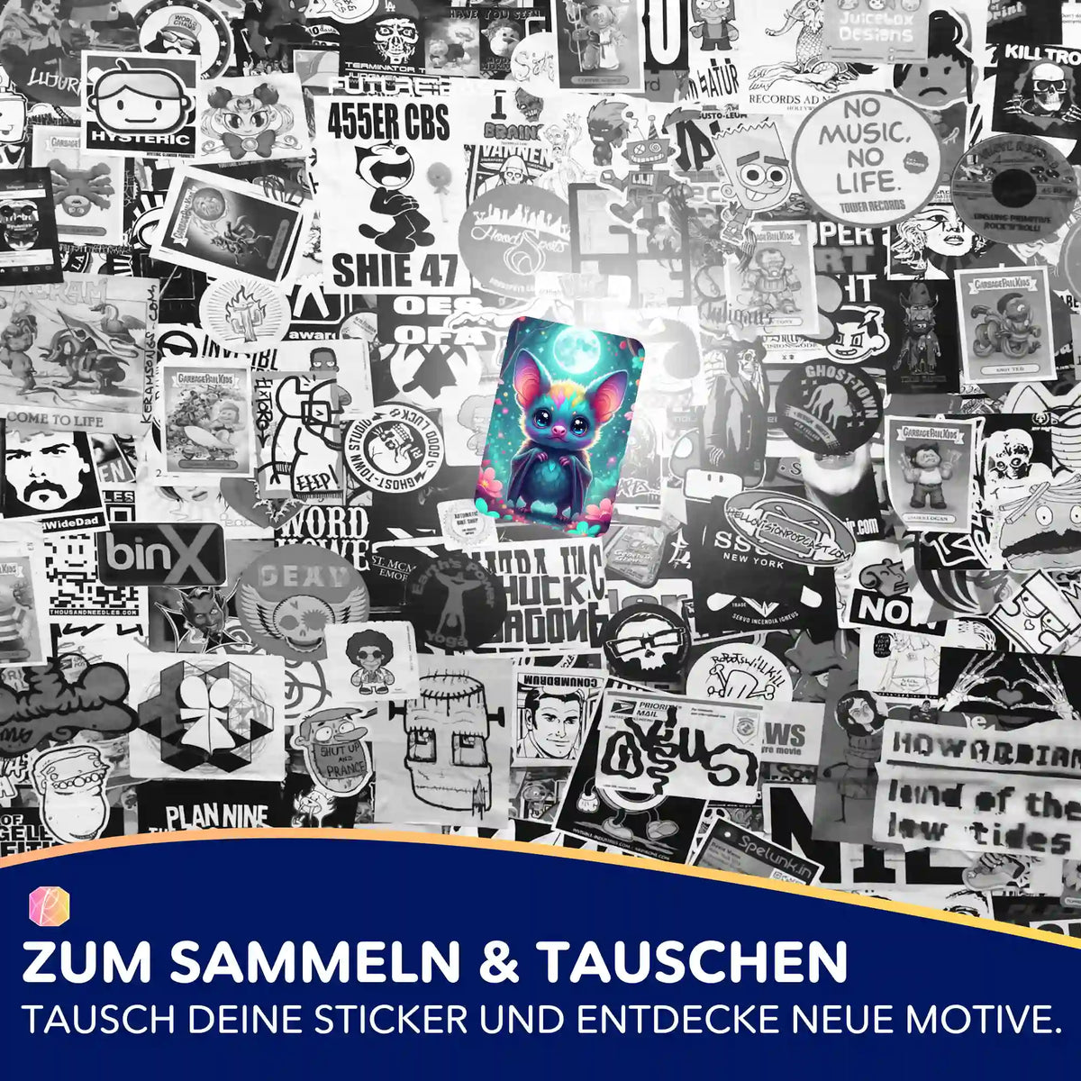 Bunter Freddy Fledermaus Aufkleber für Diamond Painting Zubehör und Organisation von Malen nach Zahlen Projekten