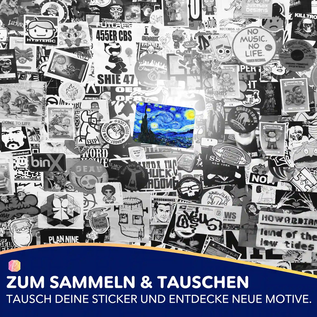 Picmondoo Sticker-Set Van Gogh Sternennacht ideal für Diamond Painting und Malen nach Zahlen Fans zur Ordnung deiner Steine
