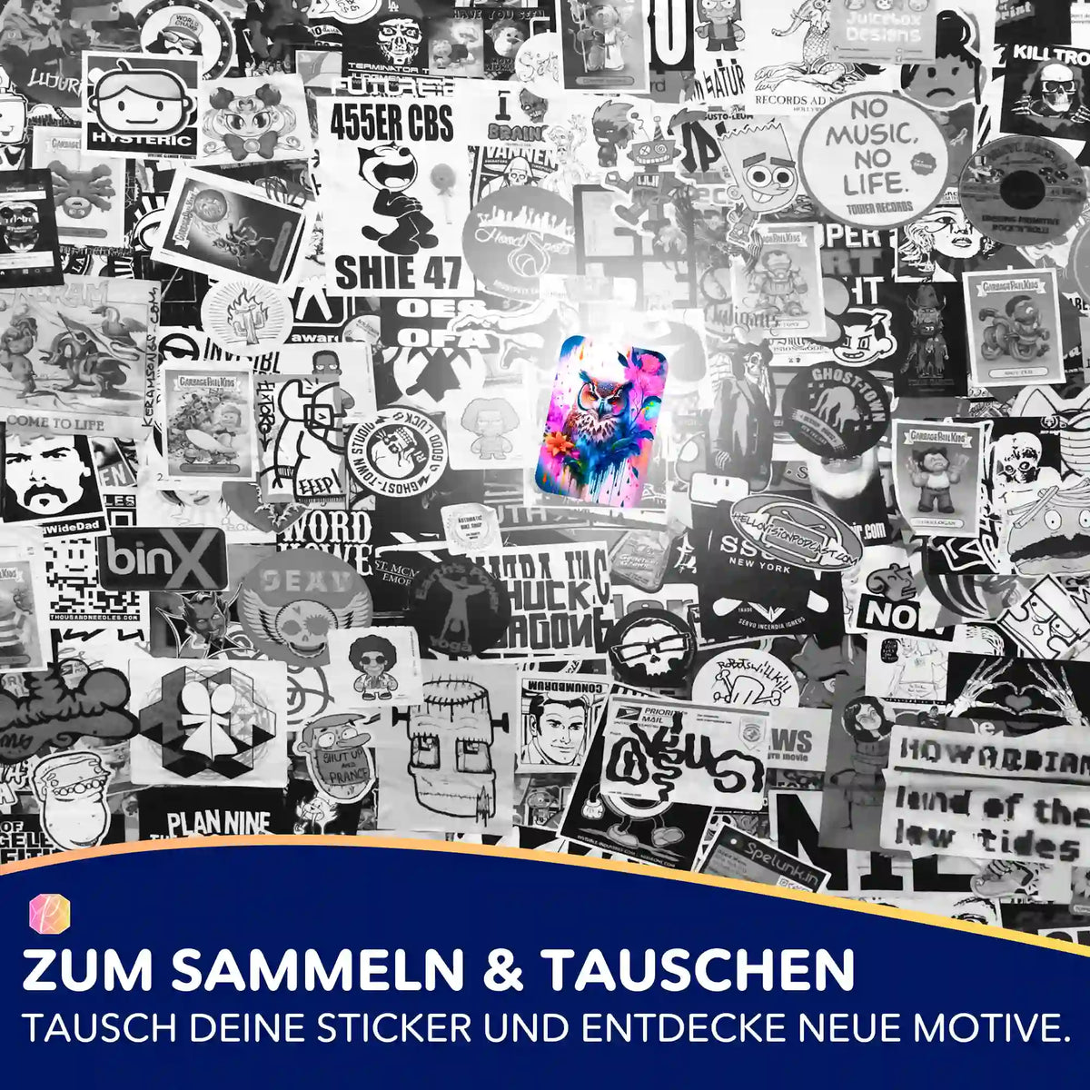 Buntes Eulen-Sticker-Set von Picmondoo als Zubehör für Diamond Painting und DIY-Bastelprojekte.