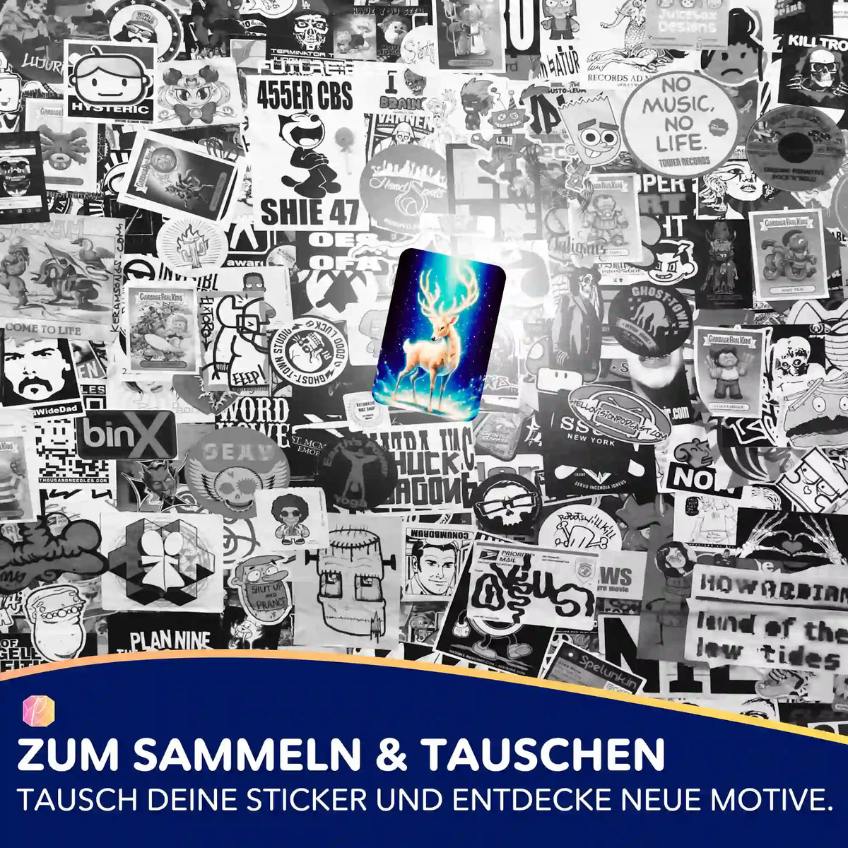 Picmondoo Diamond Painting Aufkleber Herr der Wälder Motiv als Highlight auf einem Sticker-Hintergrund für Bastelfans
