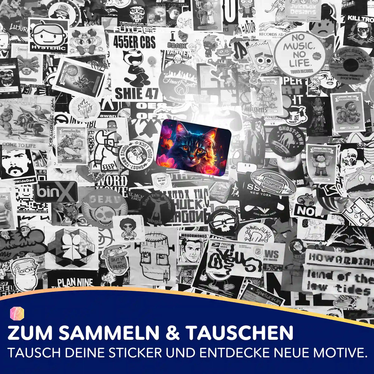 Farbige Hüterin der Nachtblüten Katze Sticker für Diamond Painting und Bastelsets von Picmondoo