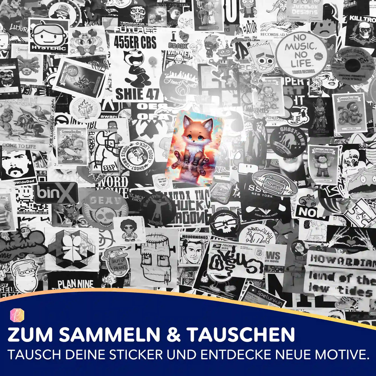 5er-Set bunte Picmondoo Sticker mit süßem Fuchs-Motiv für Diamond Painting Fans zum Sammeln und Verzieren