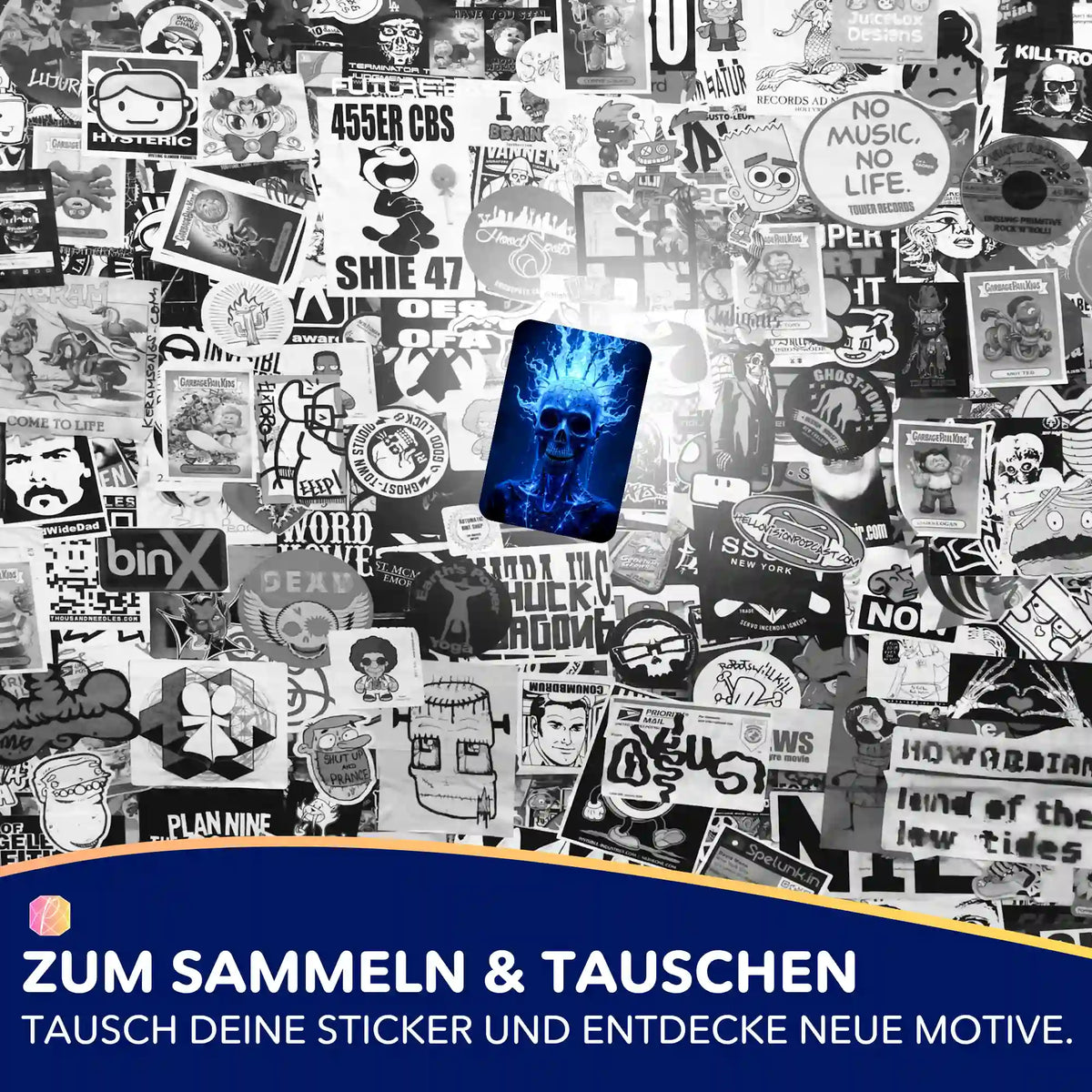 5er-Set Sticker mit Totenkopf-Motiv für Diamond Painting Fans und zur Dekoration deiner persönlichen Bastel-Sammlung