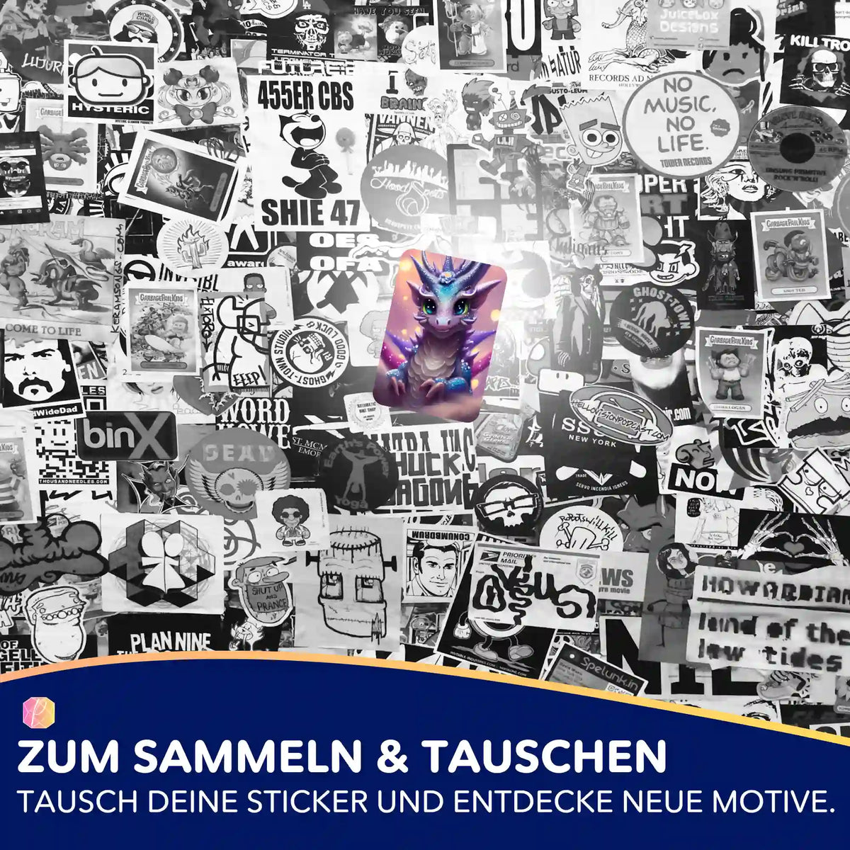 Buntes Cute Dragon Sticker-Set für Diamond Painting Fans von Picmondoo zur Organisation deiner Hobby-Motive