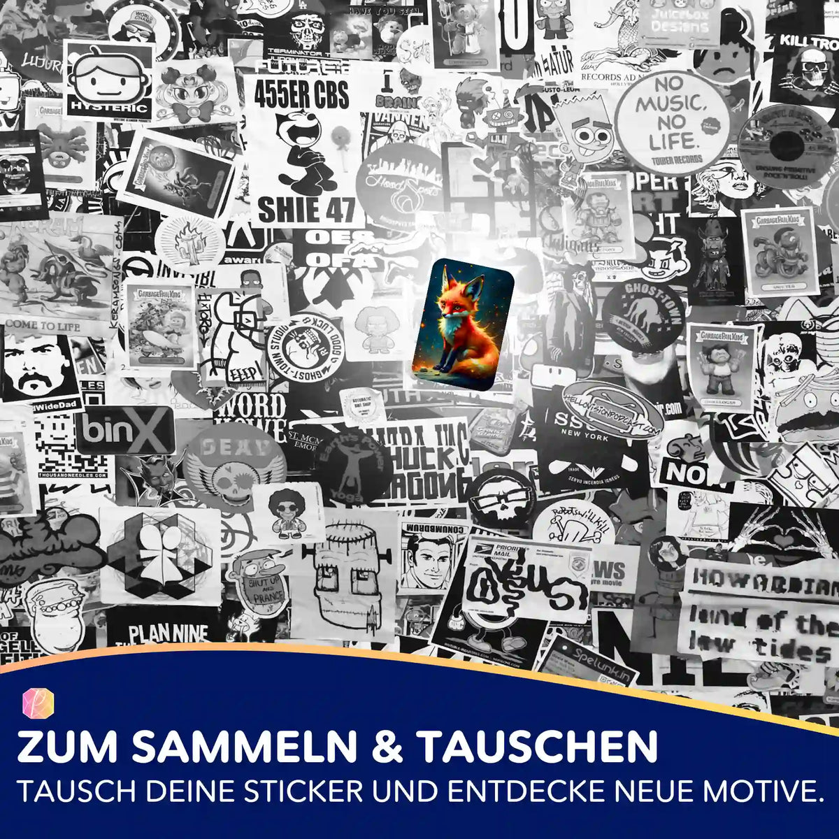 Fuchs-Aufkleber aus dem Picmondoo Diamond Painting Zubehör-Set zur Organisation von DIY-Bastelsets.