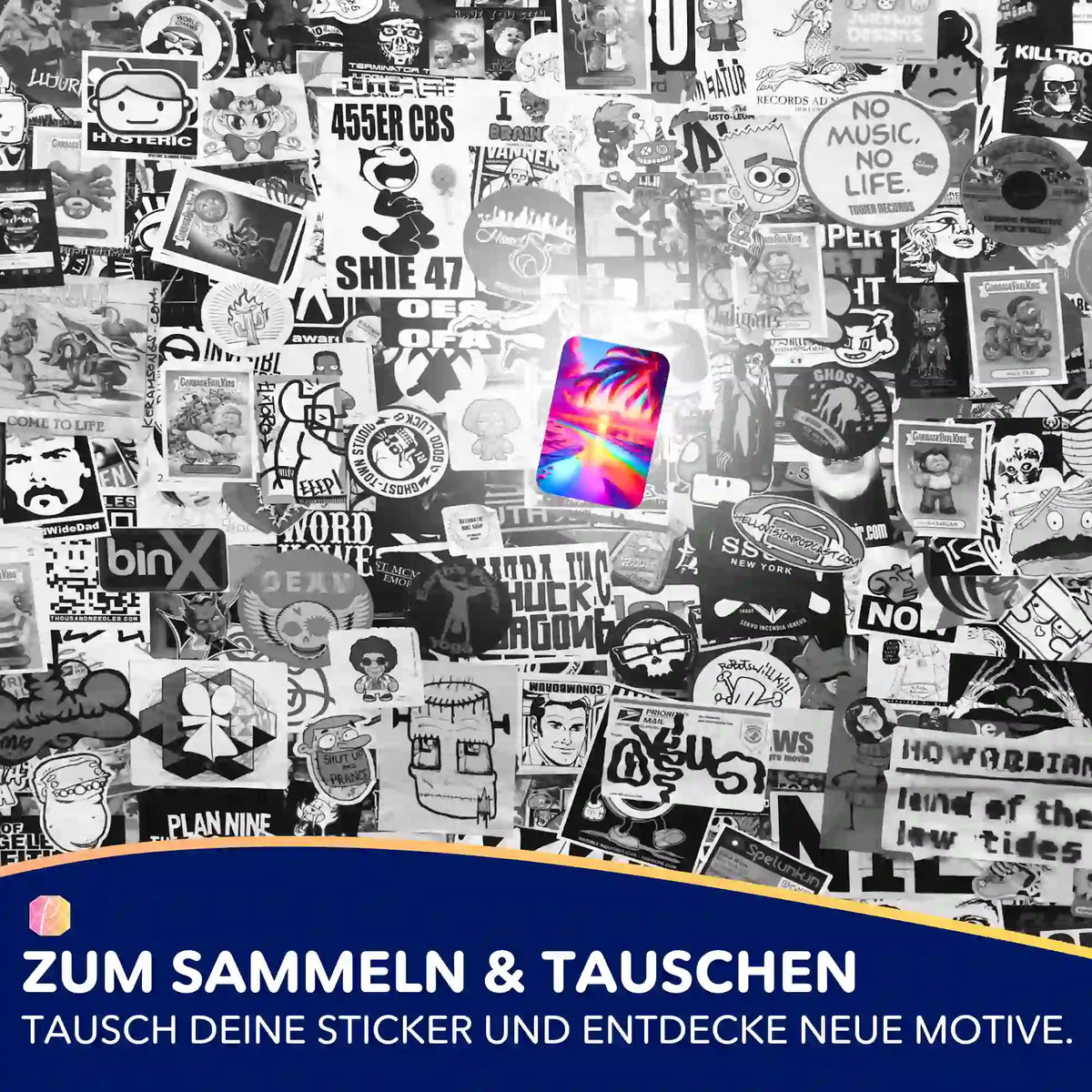 Buntes Zauberstrand-Sticker 5er-Set von Picmondoo zur Organisation für Diamond Painting und Bastelprojekte