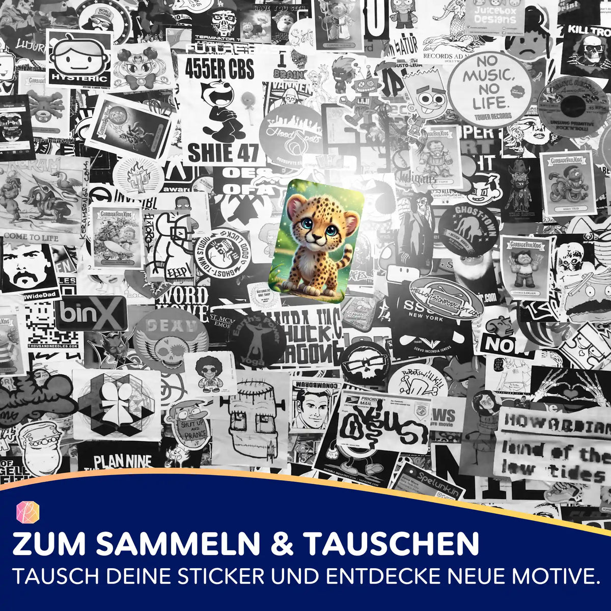 Süßer Kibo Geparden Sticker aus dem Picmondoo Diamond Painting Set zur Organisation deiner Hobby-Motive
