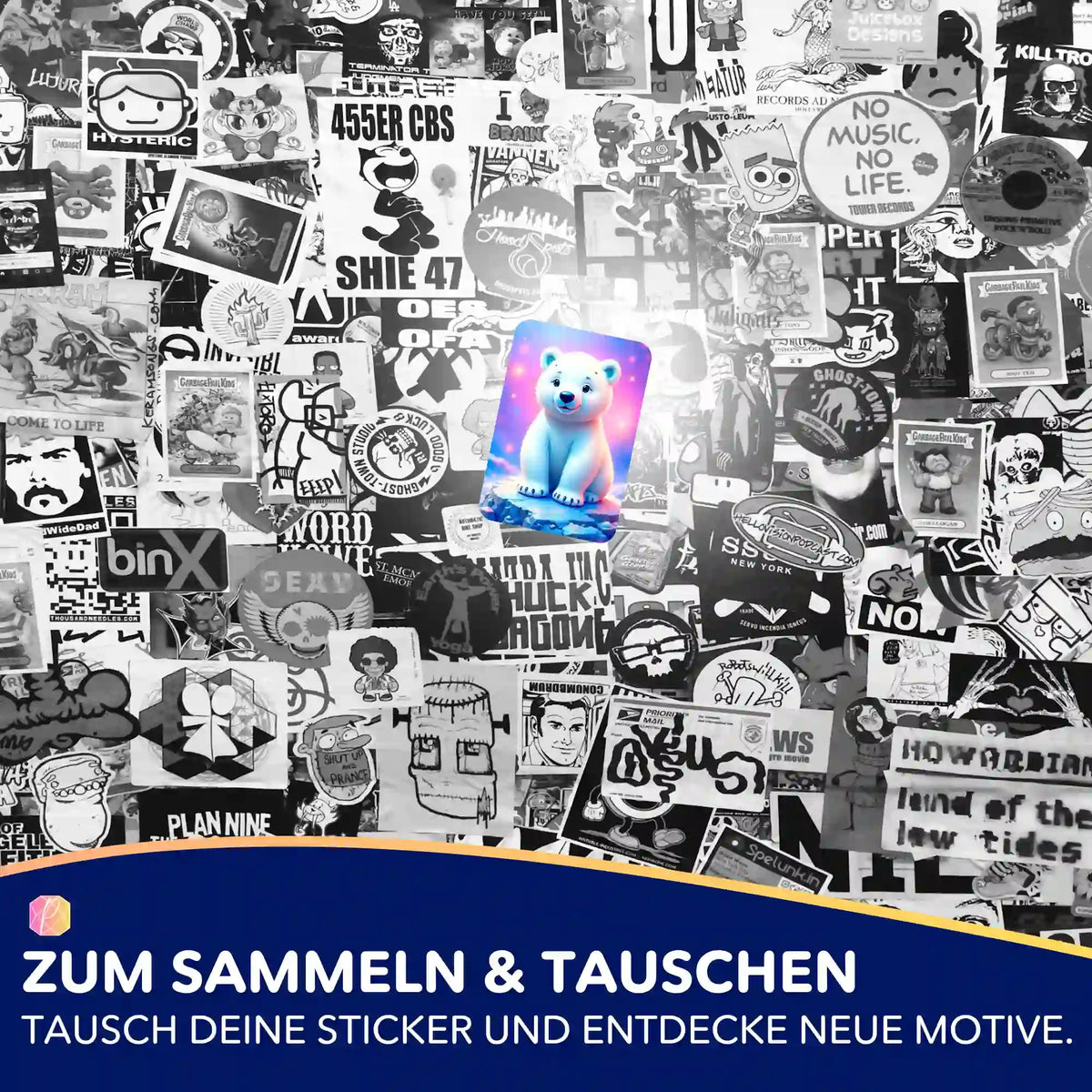 Süßer Eisbär Sticker aus dem Diamond Painting Set für kreative Bastelfans und zur Organisation deiner Kunstwerke