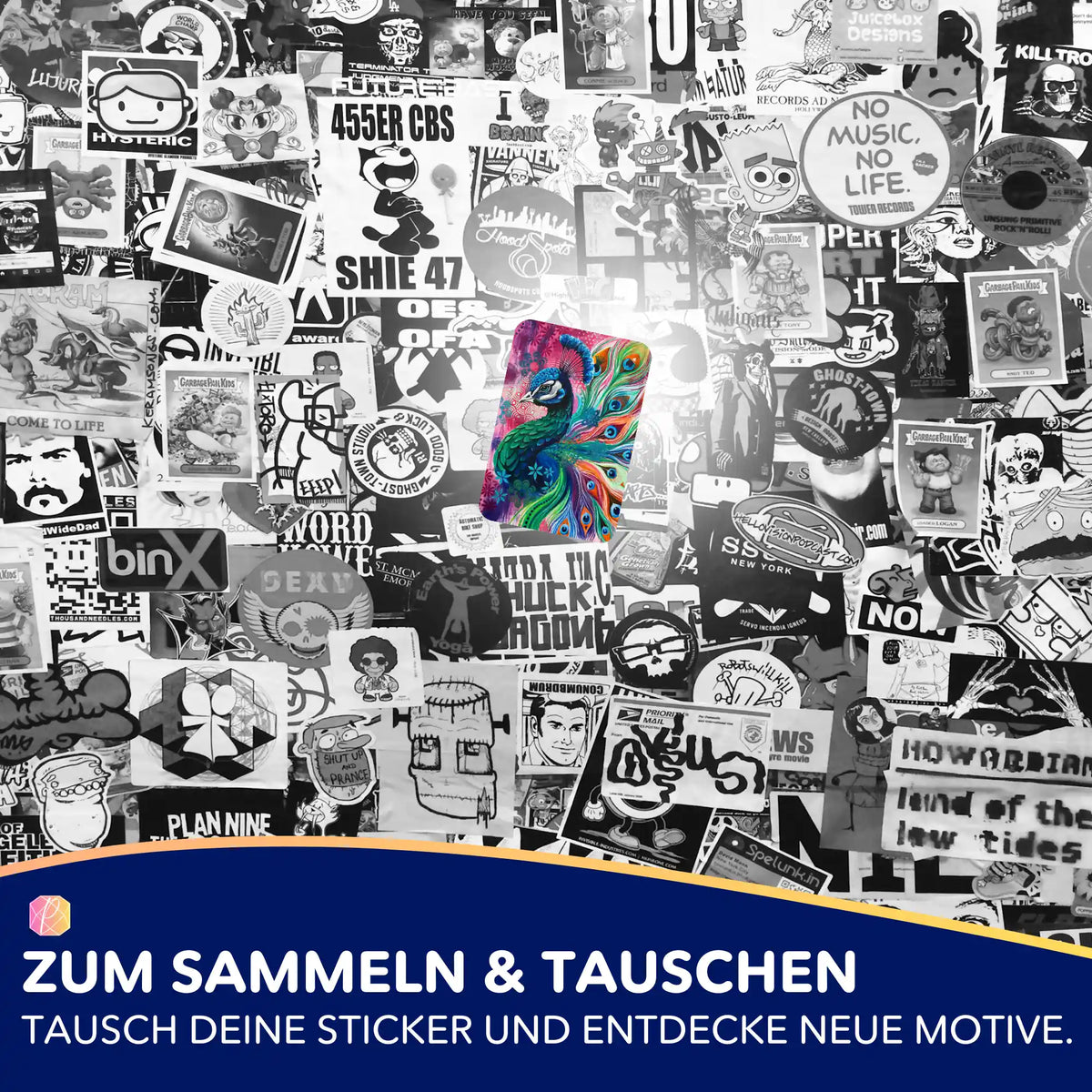 Buntes Pfau Diamond Painting Aufkleber-Set von Picmondoo zur Organisation für Diamond Painting Fans.