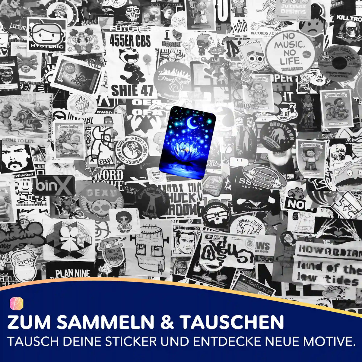 Diamond Painting Sticker Blaue Seerose aus dem Picmondoo 5er-Set zur Organisation von DIY-Bastelsets