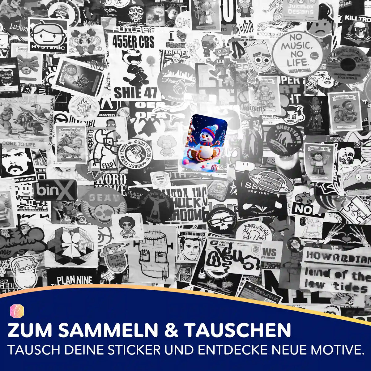 Picmondoo Sticker-Set Sweet Schlittenfahrt mit buntem Schneemann Motiv für Diamond Painting und DIY-Bastelprojekte