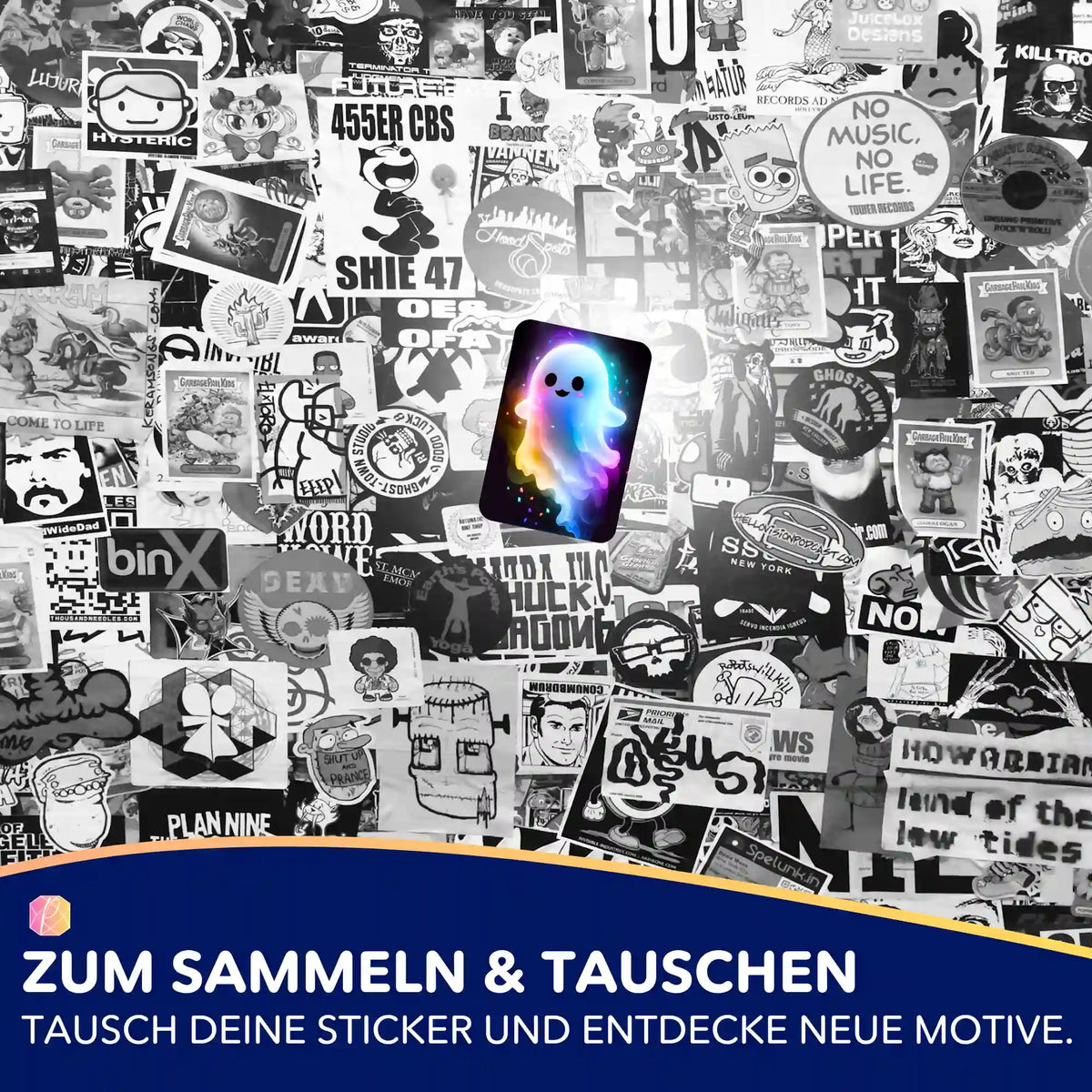 Buntes Kleines Gespenst Sticker aus dem Picmondoo Diamond Painting Set zum Sammeln und Verzieren