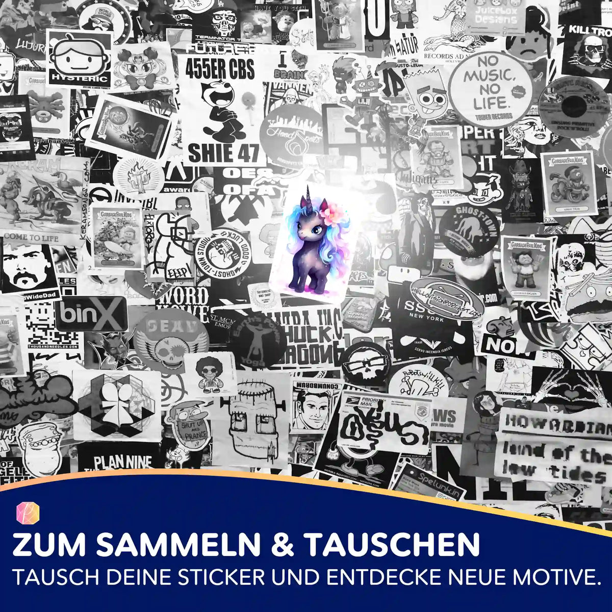 Buntes Serafina Einhorn-Sticker Set für Diamond Painting und Bastelprojekte