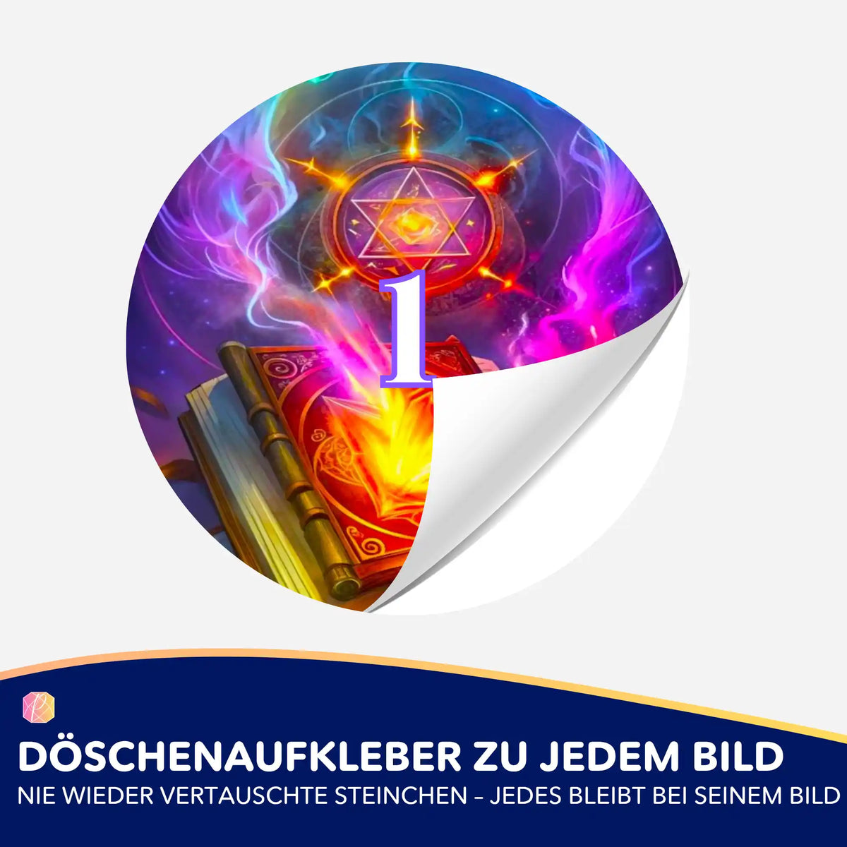 Runde Döschenaufkleber für Diamond Painting mit Hexenkünste-Motiv zur praktischen Sortierung der Steine-Farben