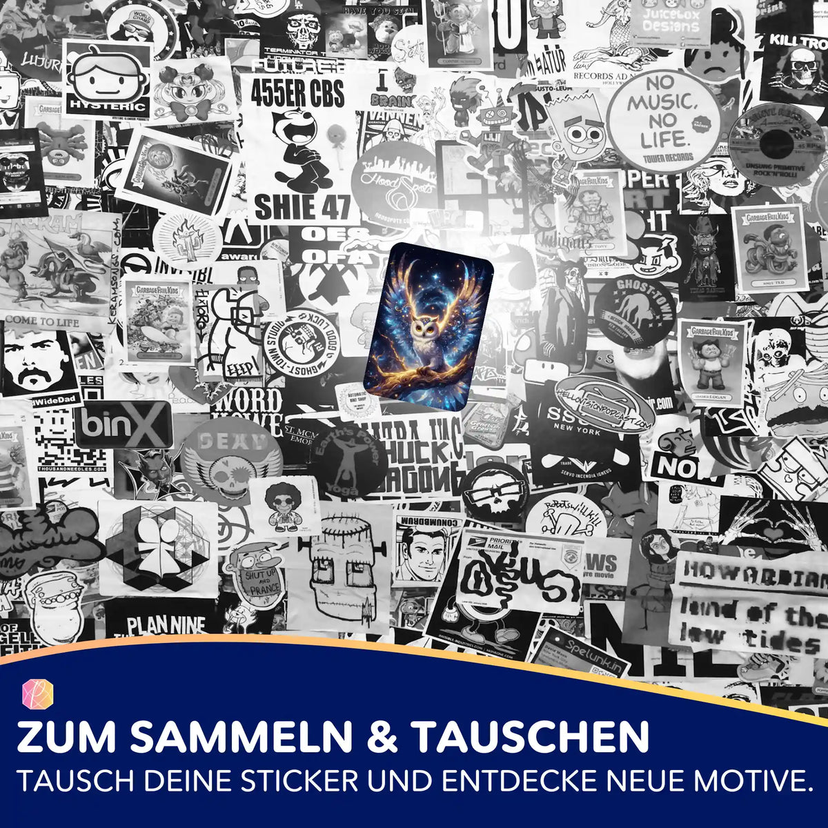 5er-Set Sticker für Diamond Painting Fans mit Eulen-Motiv zum Tauschen, Sammeln und Organisieren deiner Bastelsets