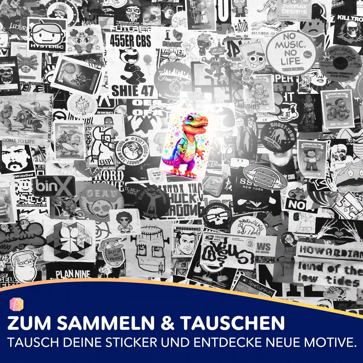 Buntes Dinosaurier-Sticker-Set für Diamond Painting Fans zur Organisation deiner DIY-Bastelsets von Picmondoo