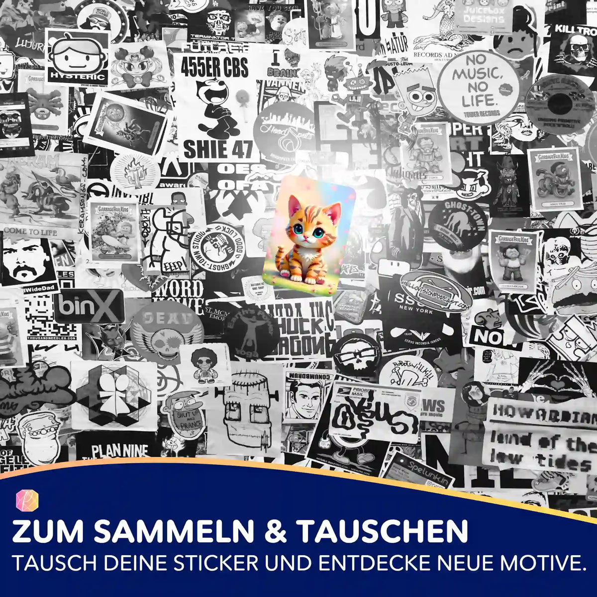 Picmondoo Sticker-Set mit buntem Kätzchen-Motiv zur Organisation von Diamond Painting und Malen nach Zahlen Projekten