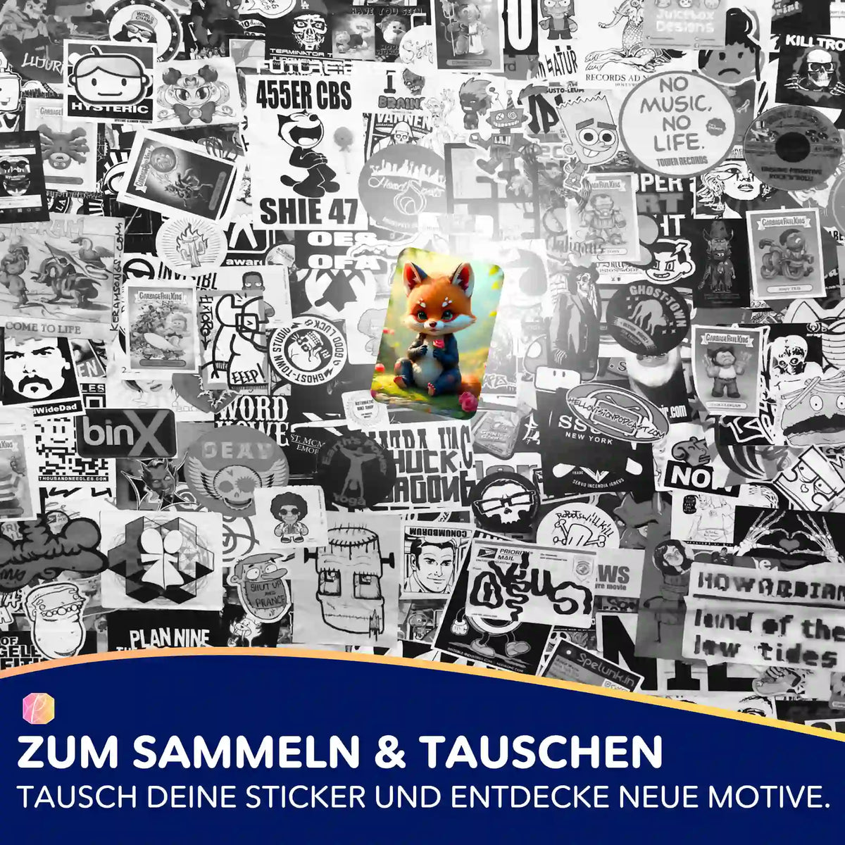 Farbenfroher Fuchs Kasper Aufkleber aus dem Picmondoo Diamond Painting Zubehör Set zur Organisation deiner Kunstwerke