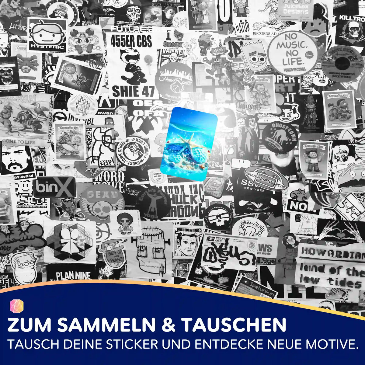 Picmondoo Diamond Painting Aufkleber 5er-Set Blaue Meeressymphonie mit leuchtendem Meeresmotiv für DIY-Fans