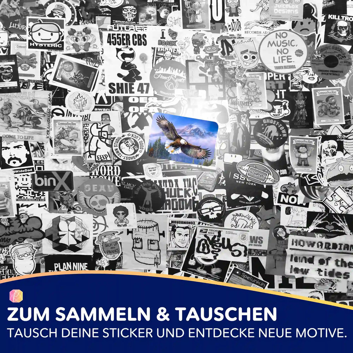 Picmondoo Aufkleber-Set Adler der Berge: Buntes Sticker-Motiv für Zubehör und Organisation beim Diamond Painting