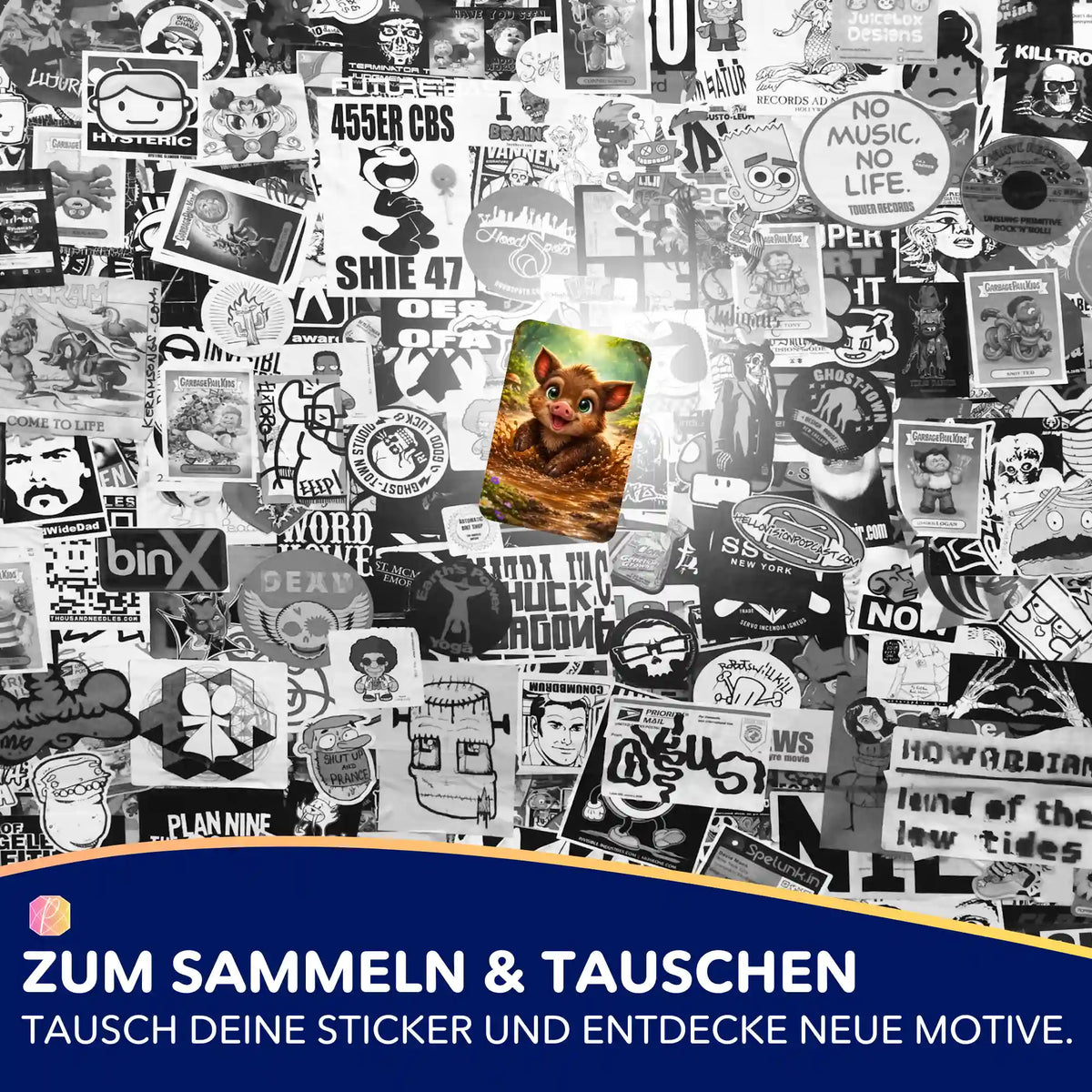 Farbenfroher Pfützenglück Sticker aus dem Picmondoo Diamond Painting Set zur Organisation von Bastelprojekten