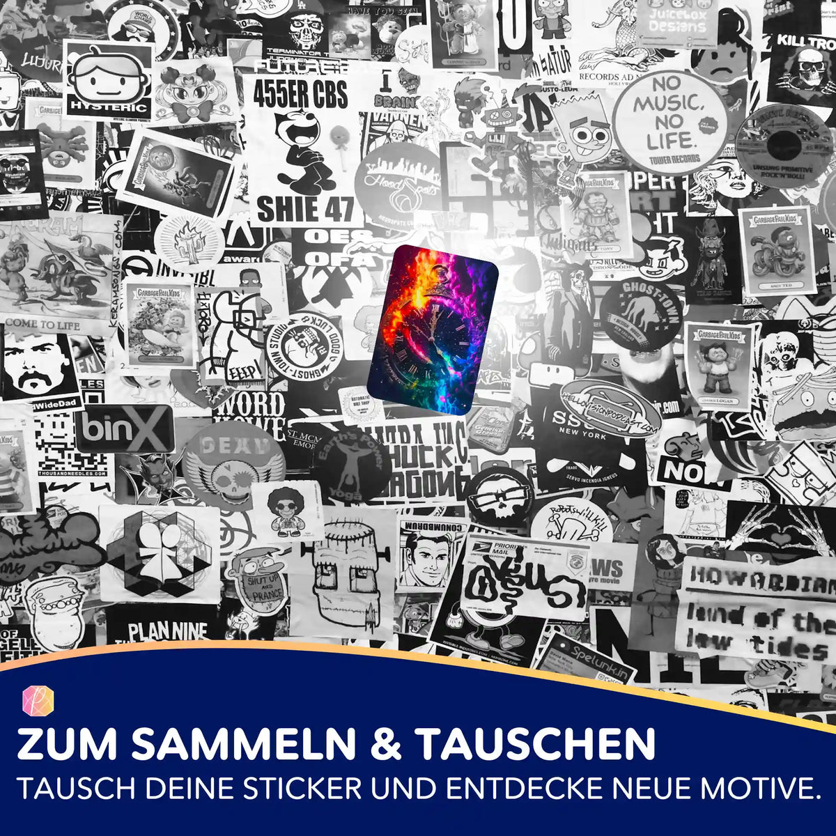 Fünf Picmondoo Aufkleber mit Time of Magic Moments Motiv für Fans von Diamond Painting und Malen nach Zahlen Bastelsets