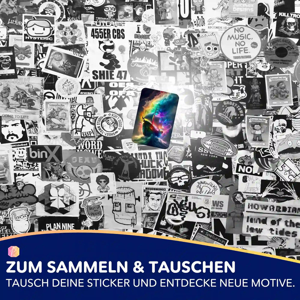 Bunter Schiff-Aufkleber aus einem Diamond Painting Set zur Organisation von Zubehör und Bastelprojekten von Picmondoo