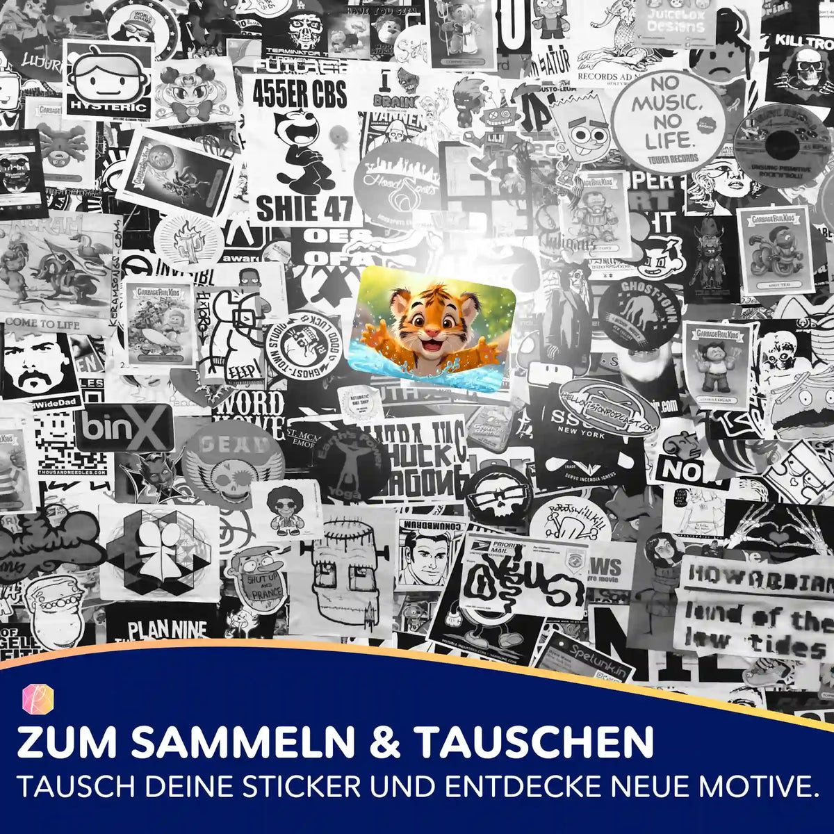 5er-Set Sticker Platsch ins Glück für Diamond Painting Fans und zur Dekoration von Malen nach Zahlen Zubehör.