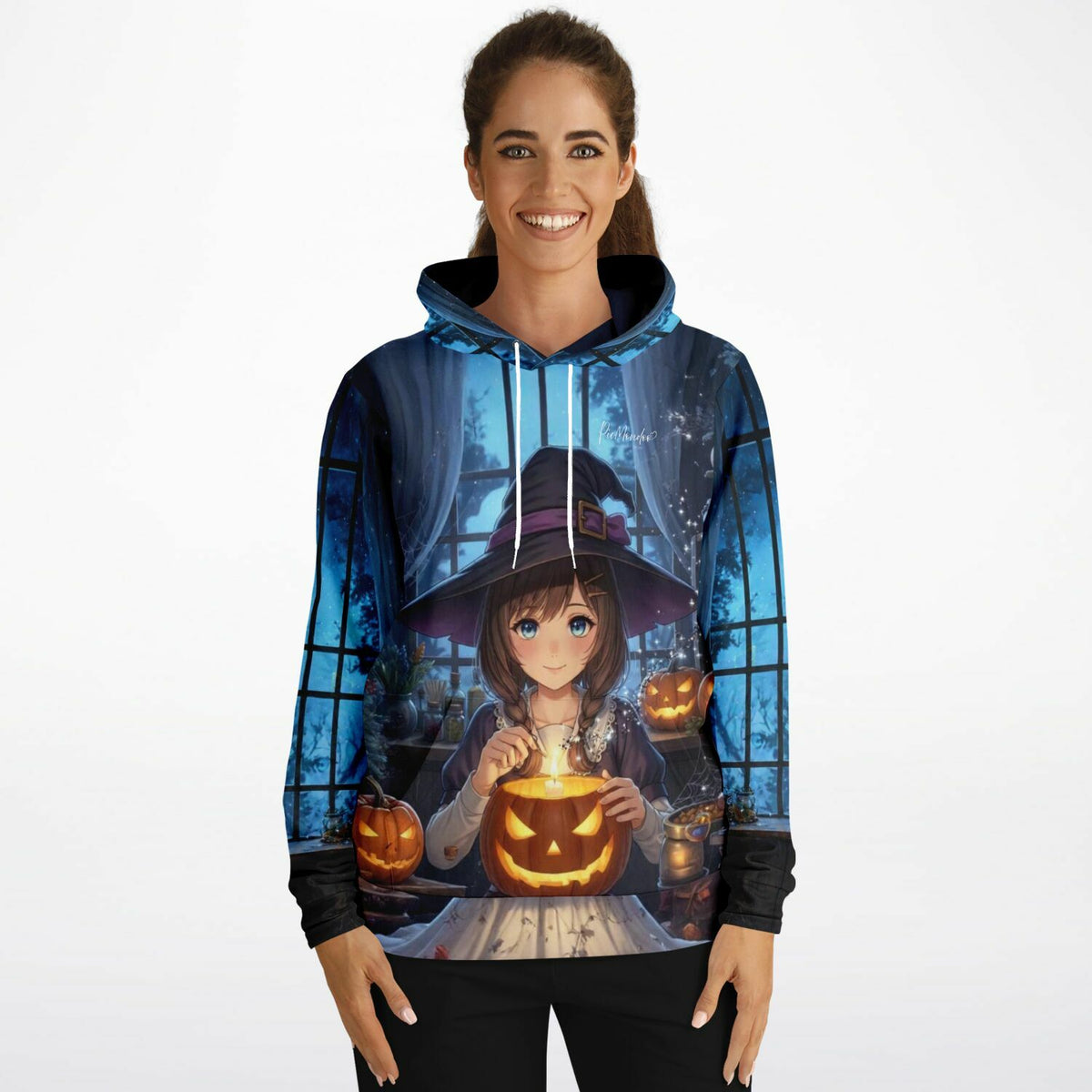 Dreamer Hoodie Little Sabrina mit Hexe und Halloween Kürbissen im Stil von Malen nach Zahlen und Diamond Painting Motiven