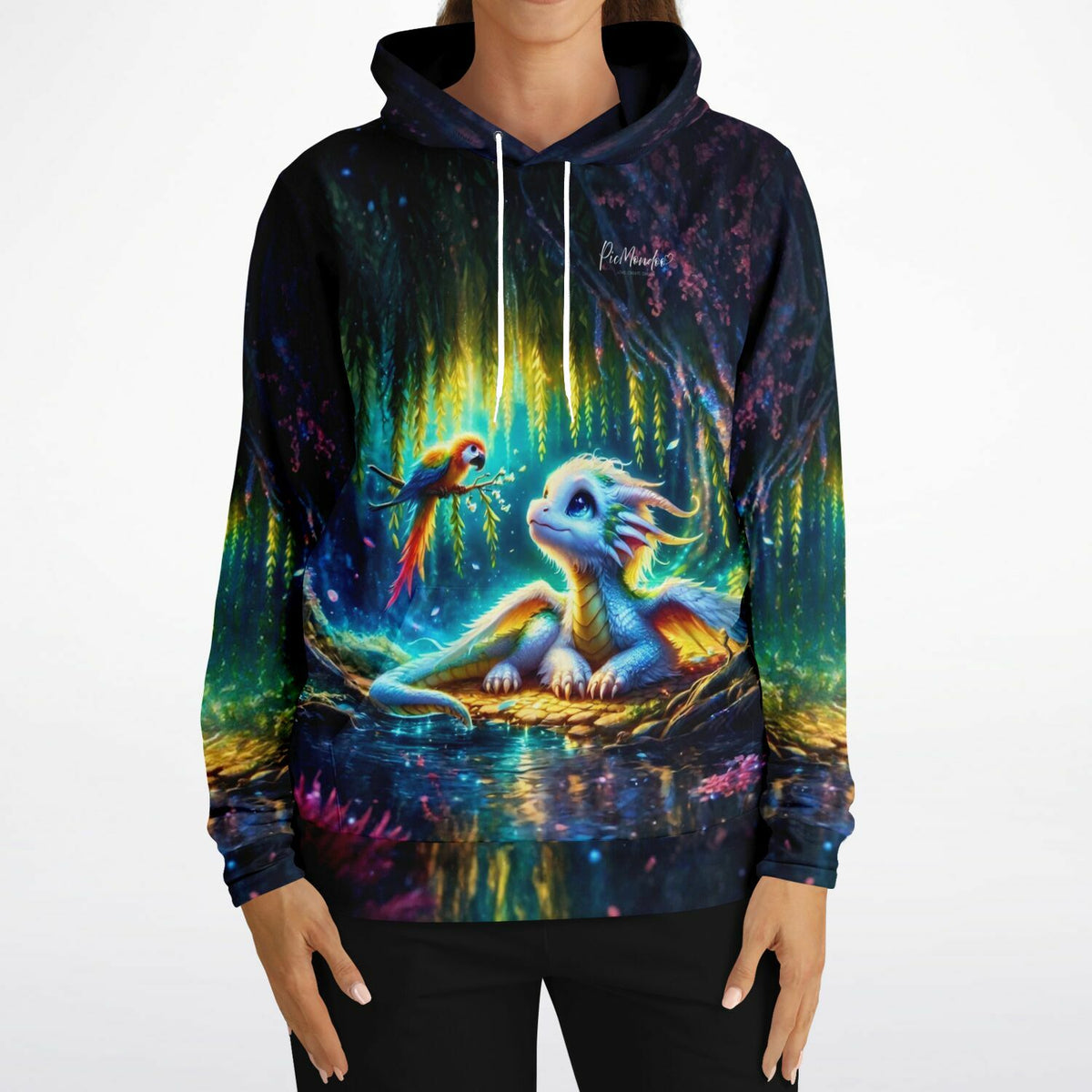 Hoodie mit magischem Drachen-Motiv im Stil von Diamond Painting und Malen nach Zahlen Kunstwerken