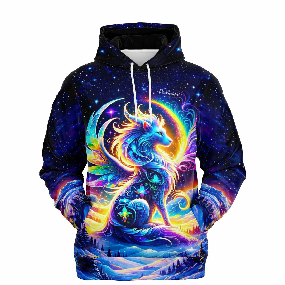 Dreamer Hoodie Monja Hüterin der Berge mit buntem Fantasy-Wolf Motiv, ideal für Fans von Malen nach Zahlen und Diamond Painting
