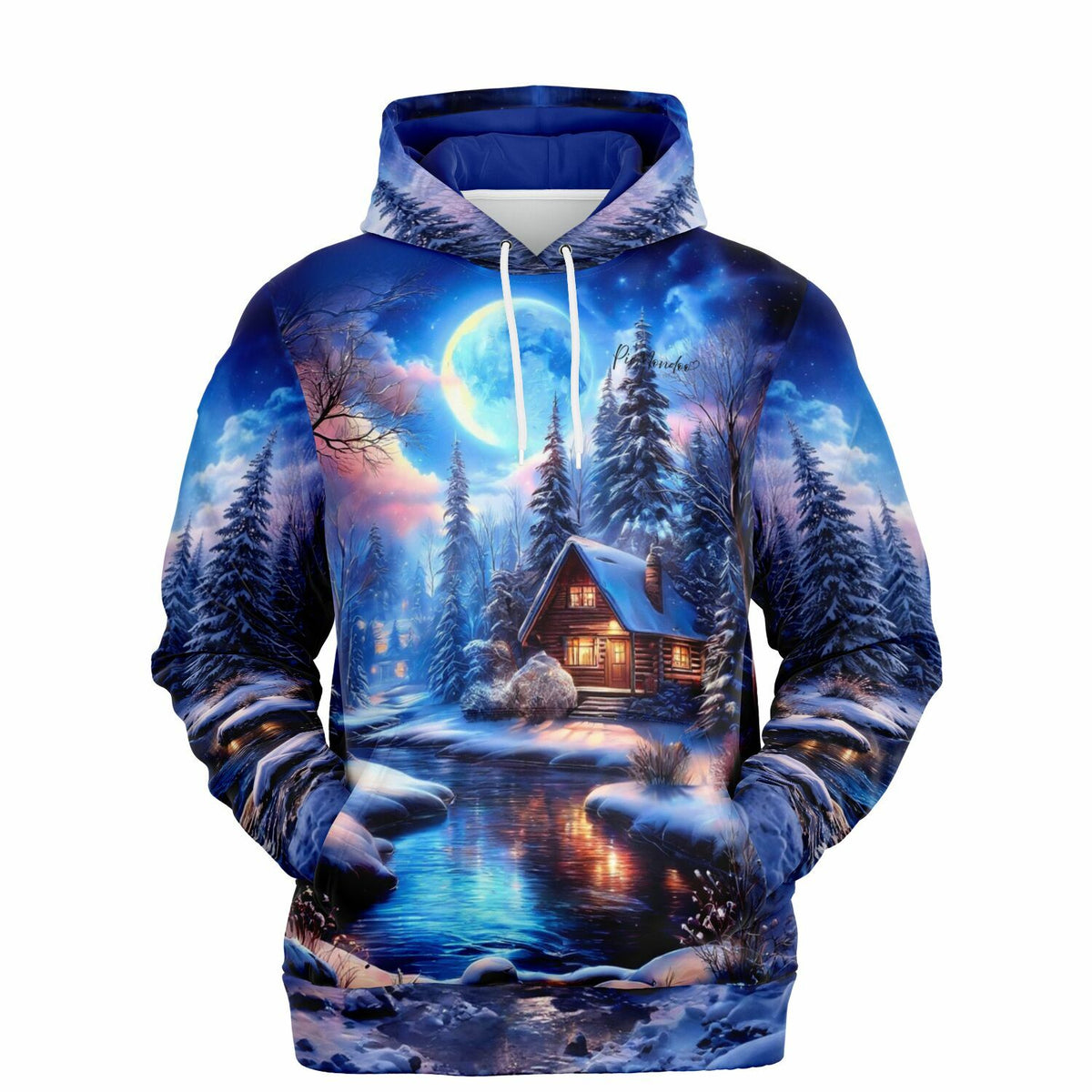 Dreamer Hoodie mit stimmungsvollem Winterlandschaft-Motiv, perfekt für Fans von Diamond Painting und Malen nach Zahlen Designs