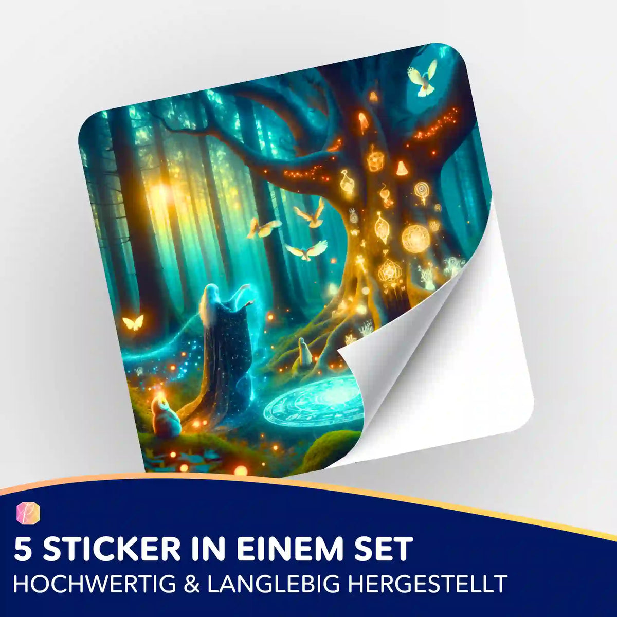 Picmondoo 5er Sticker-Set Hexennacht mit magischem Wald Motiv zur Organisation von Diamond Painting und Bastelzubehör