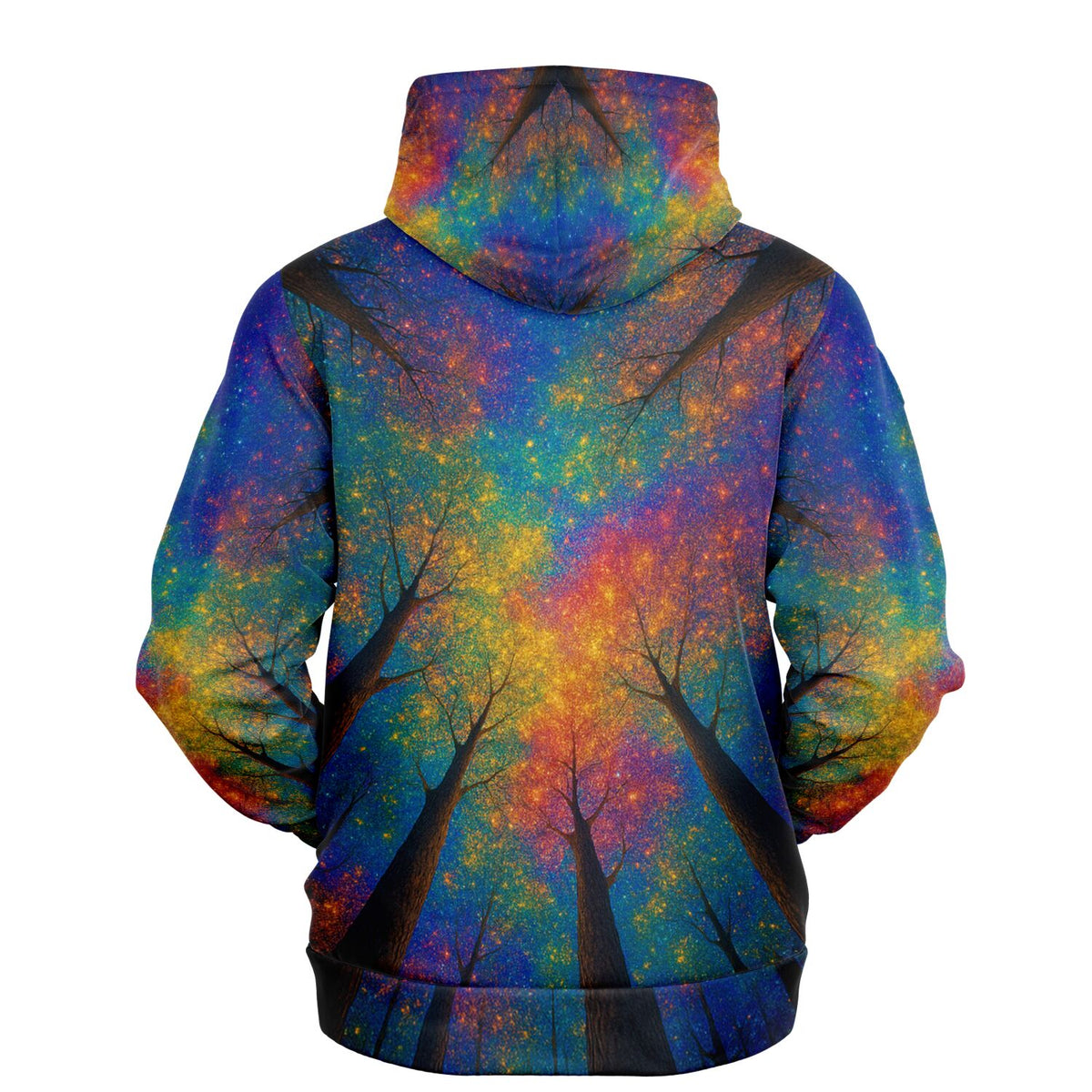 Dreamer Hoodie mit Regenbogenwald-Motiv, inspiriert von Diamond Painting Farbwelten, Rückansicht