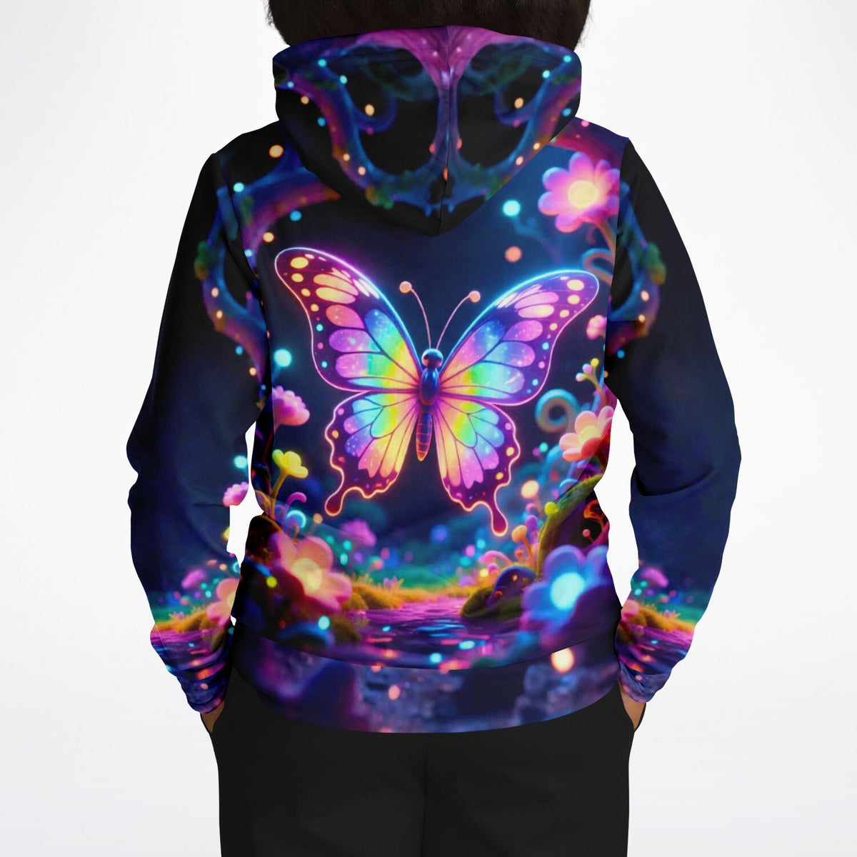 Dreamer Hoodie Flügel der Schleier mit leuchtendem Schmetterling Motiv im Stil von Malen nach Zahlen und Diamond Painting