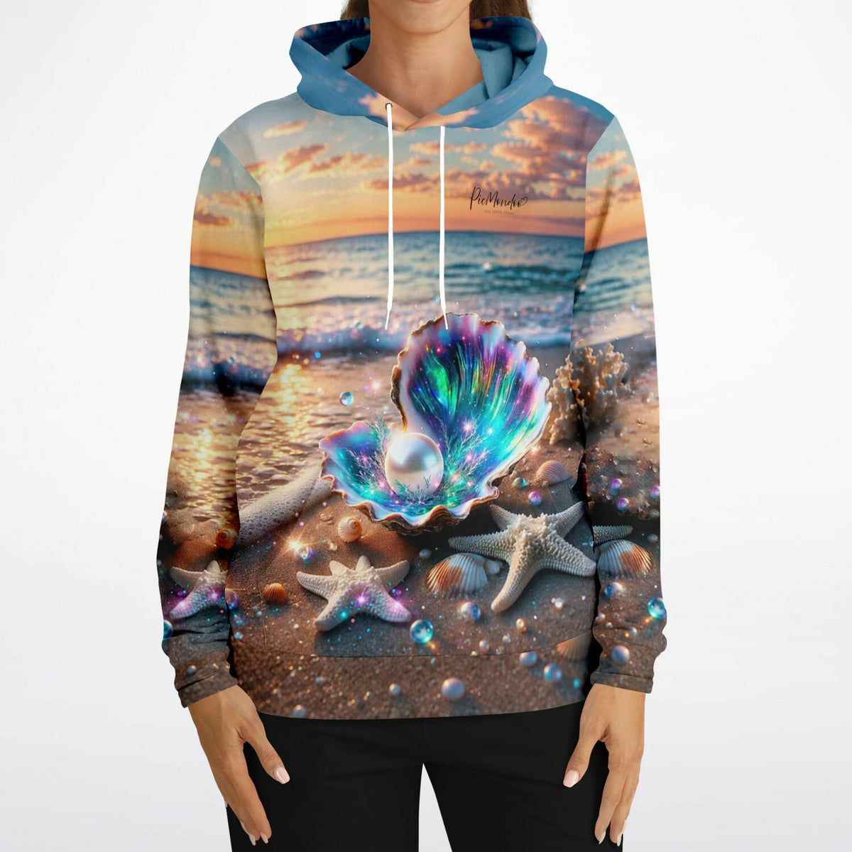 Dreamer Hoodie mit Innerer Schatz Motiv, inspiriert von Diamond Painting Ästhetik mit glitzernder Muschel und Perle
