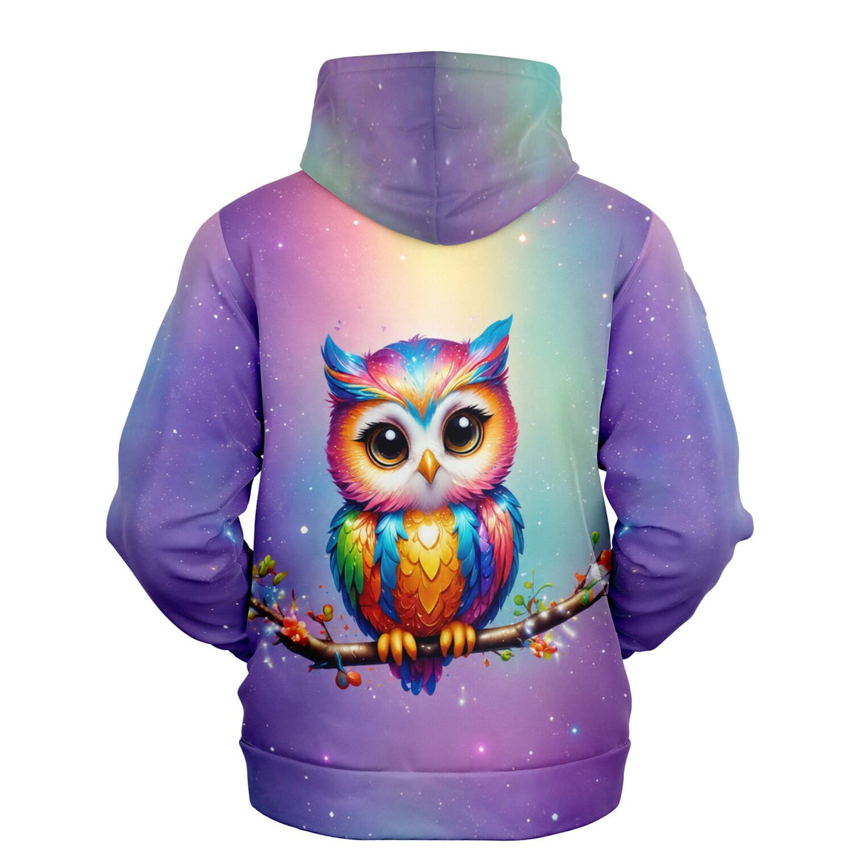 Dreamer Hoodie Eule Fridolin mit buntem Fairydust Motiv, perfekt für Fans von Diamond Painting und Malen nach Zahlen.