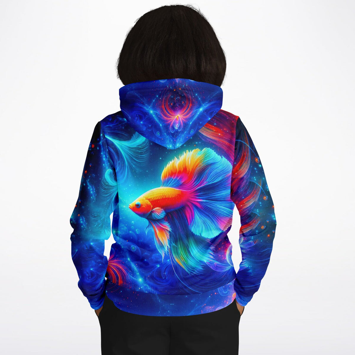 Dreamer Hoodie mit farbenprächtigem Kampffisch-Motiv in Unterwasserwelt wie bei Malen nach Zahlen oder Diamond Painting