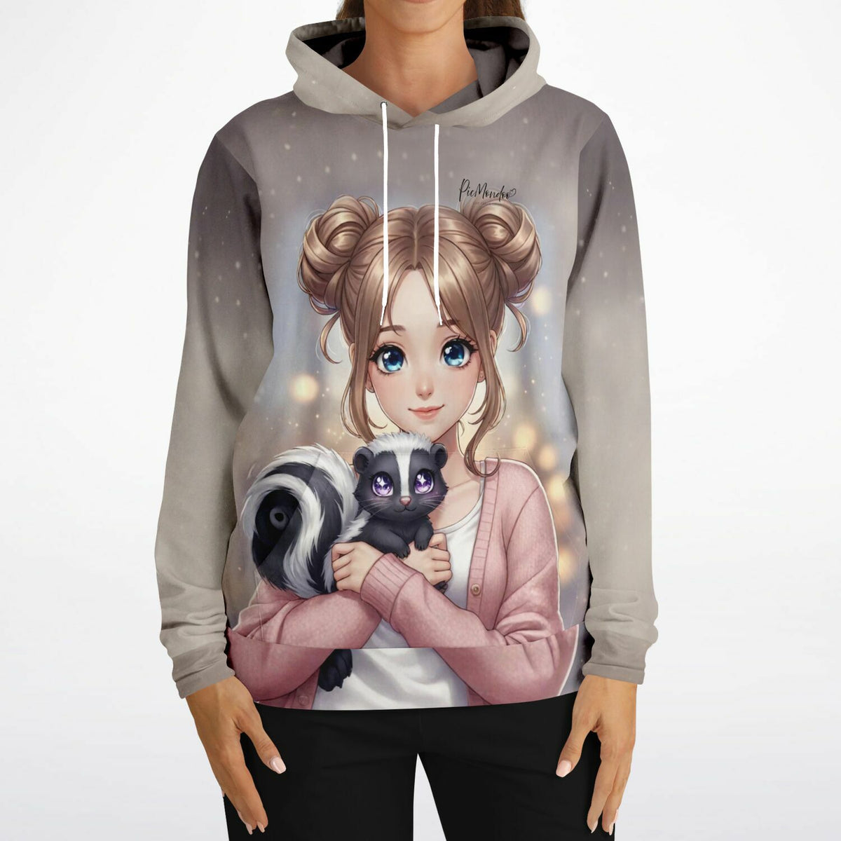 Dreamer Hoodie von Picmondoo mit Yuna & Puki Motiv: Anime-Mädchen mit Stinktier für Fans von Diamond Painting und DIY