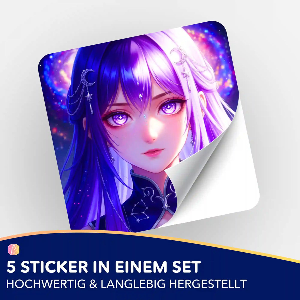 5er-Set Sticker Purple Moon Star zur Organisation von Diamond Painting und Malen nach Zahlen Zubehör