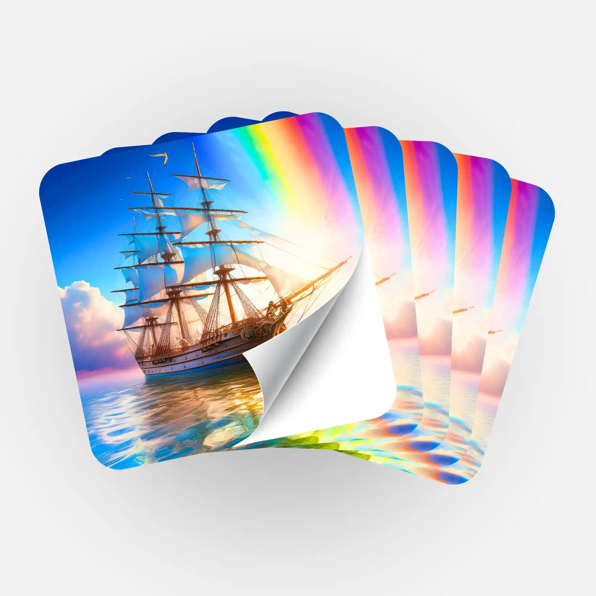 Fächerförmiges 5er-Aufkleber-Set mit Segelschiff-Motiv für Diamond Painting Organisation und Zubehör