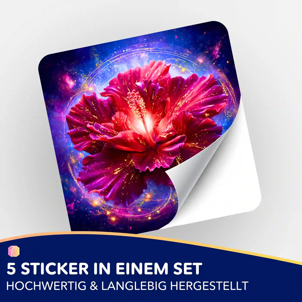 5er-Set Aufkleber mit Blumenmotiv Königin im eigenen Licht als Zubehör für Diamond Painting und Bastelbedarf