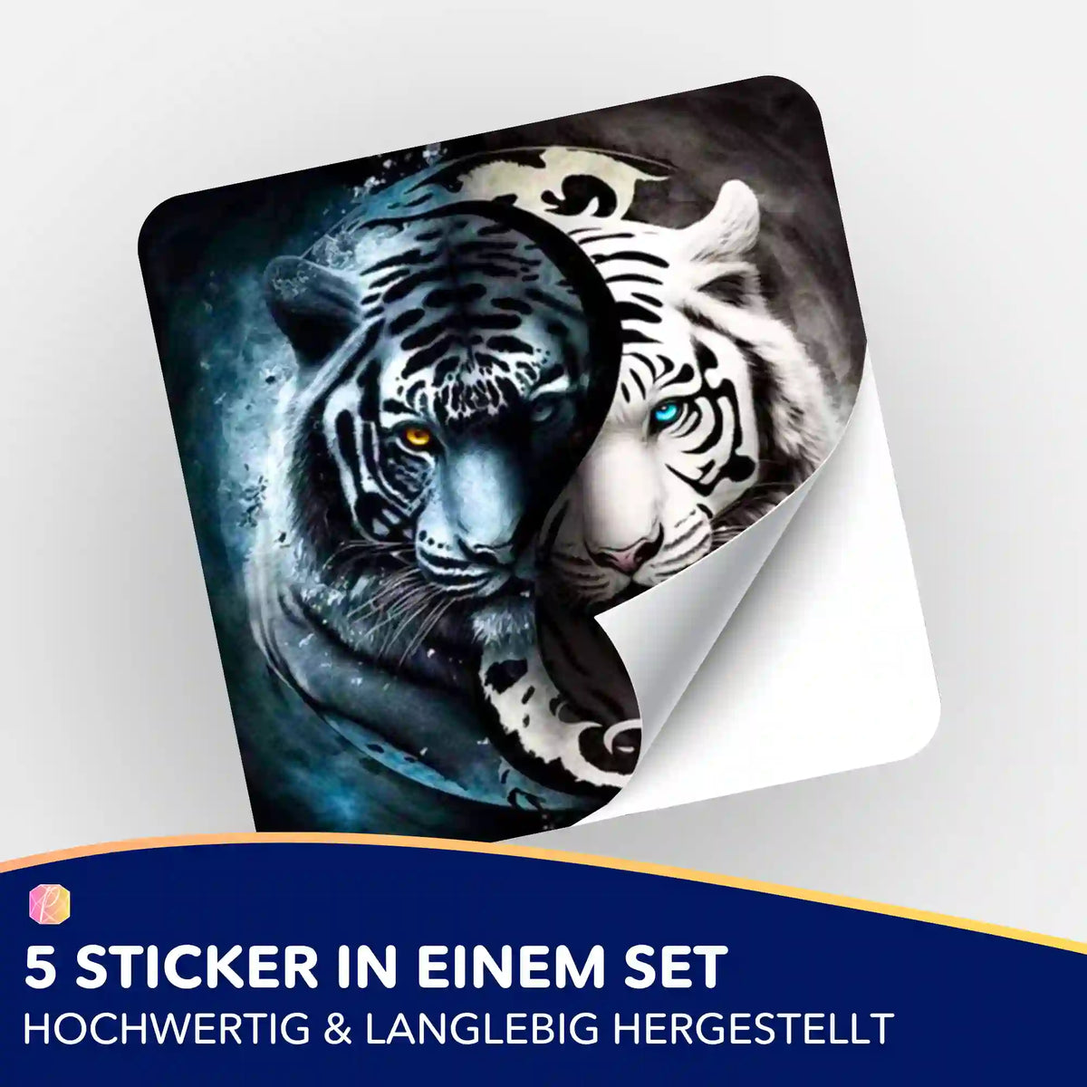 5er-Set Aufkleber mit Ying und Yang Tiger Motiv für Diamond Painting Zubehör und Organisation