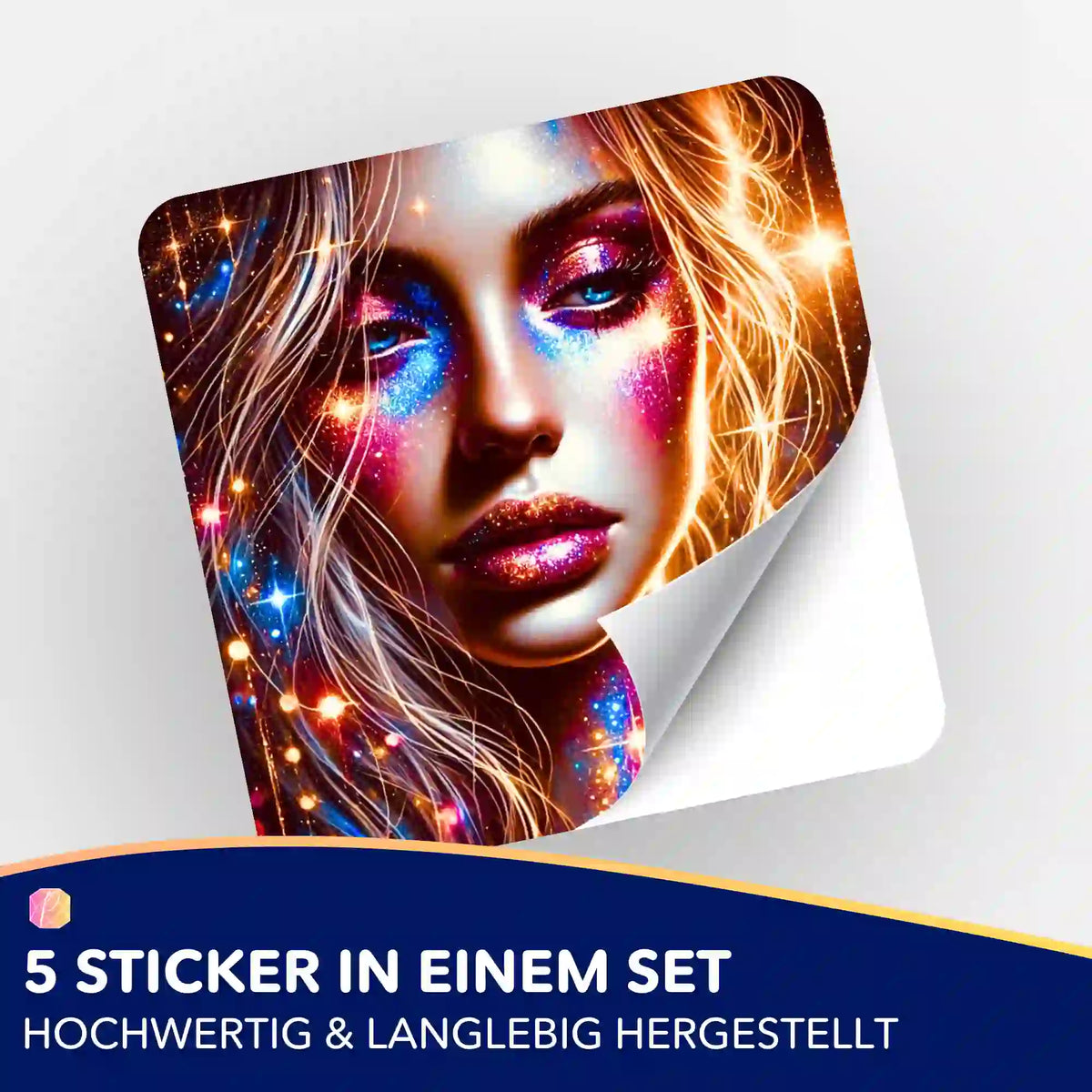 5er-Set Sticker Elara: Hochwertige Glitzer-Aufkleber für Diamond Painting Fans und zur Organisation von DIY-Sets.