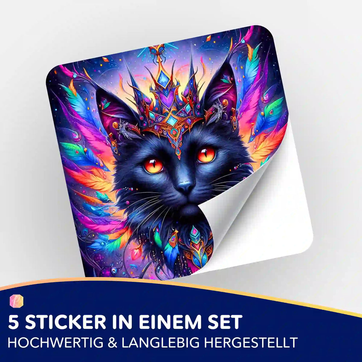 Mystic Colorsplash Cat Aufkleber-Set für Diamond Painting und Bastelfans mit buntem Katzenmotiv