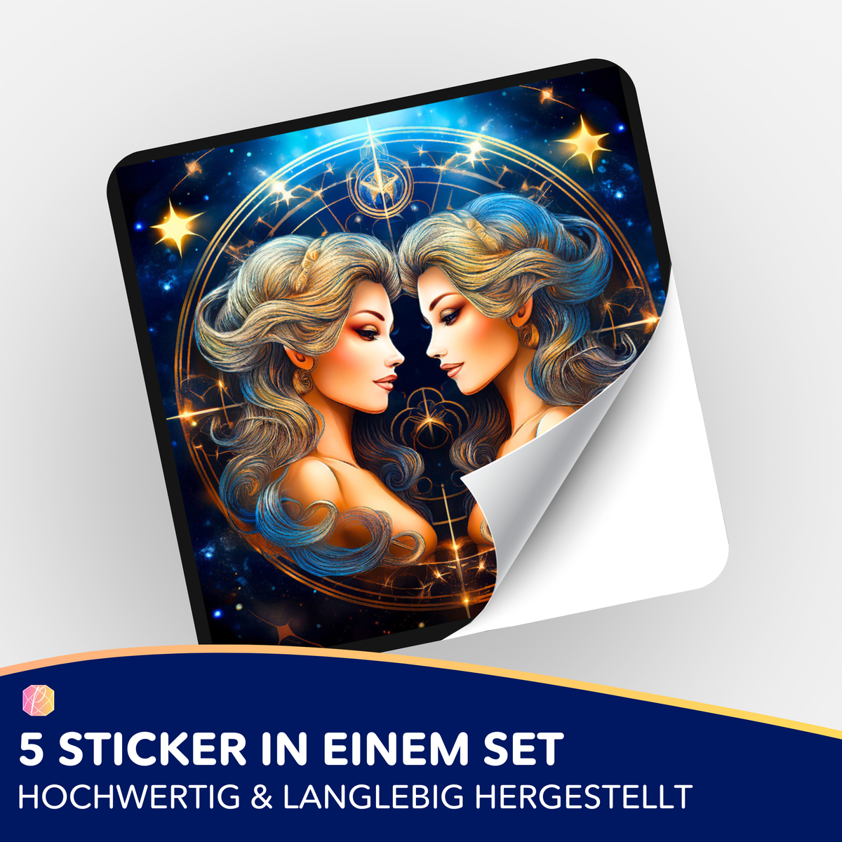 5er-Set Aufkleber Sternzeichen Zwilling für Diamond Painting Zubehör und Malen nach Zahlen Organisation